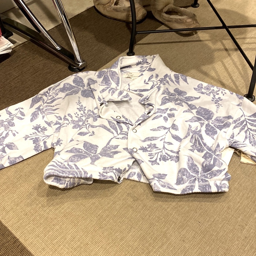 Cropped jacket, blue and white. Brand new! So soft!